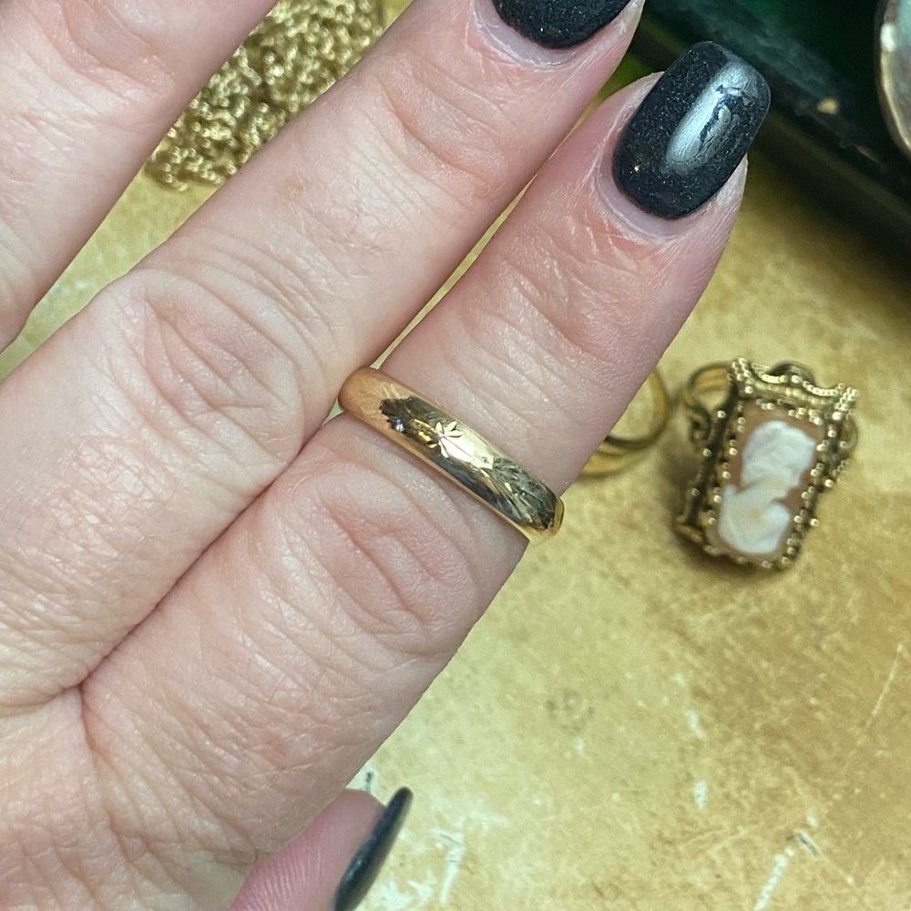 10k yellow gold MCM mid century atomic starburst star ring approximately size 6 - Picture 4 of 6